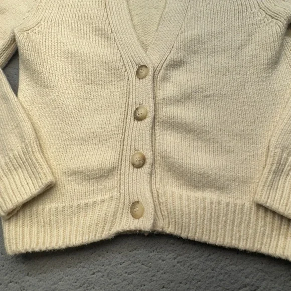 Faherty Ivory Button-Front Wool Cardigan - Picture 4 of 16